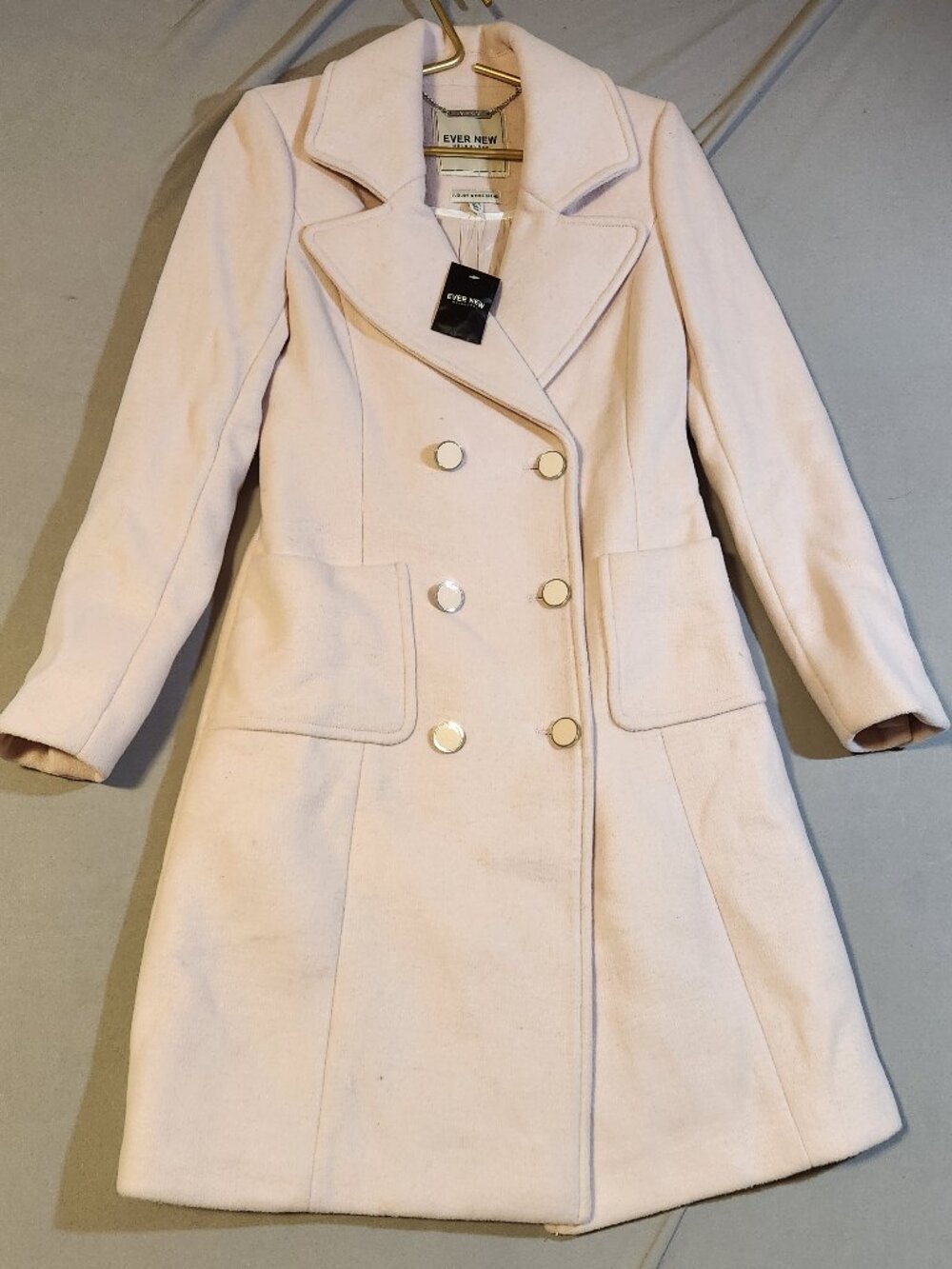Ever New Melbourne Wool Blend Double Breasted Pea Coat in Light Pink